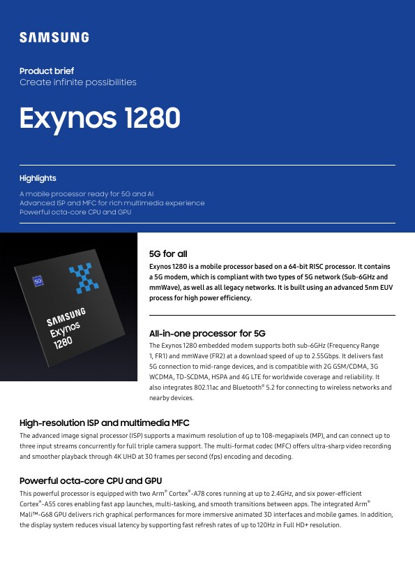 Exynos 1280 | Mobile Processor | Samsung Semiconductor USA